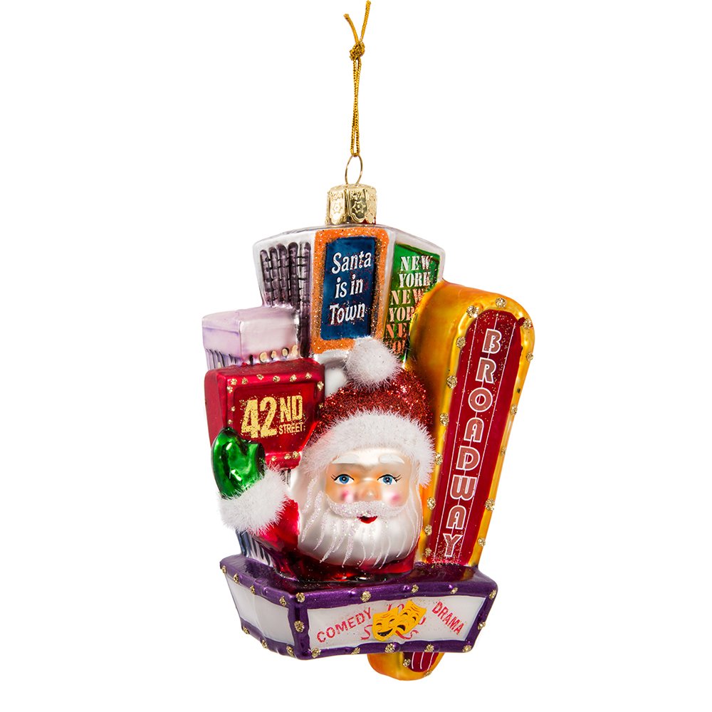 Kurt Adler Santa on Broadway Ornament, Glass, Multi-Colour, 5-Inch