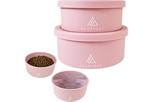 AVERYDAY 50 Oz Travel Dog Bowls with Lids, 2-in-1 Portable Pet Bowls for Food and Water, Leakproof Travel Dog Food & Water Bowl for Outdoor, Camping, Travel Dog Feeding Bowl, Daycare Pet Bowls