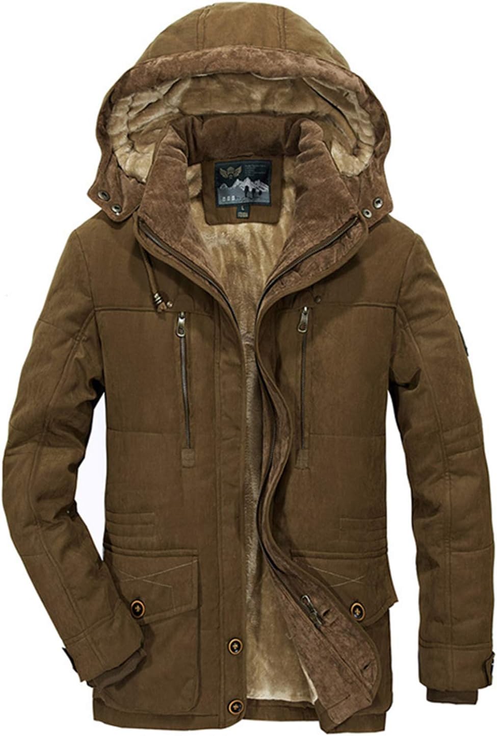 Ucamara Parka Jacket Mens Coats with Fur Hood Winter Warmth Thicken Casual Outwear Coat