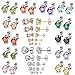 22 Pairs Stainless Steel Post 4mm 5mm 6mm 7mm 8mm Brilliant Cut Round Cubic Zirconia Birthstone CZ Stud Earrings for Women girls boys men
