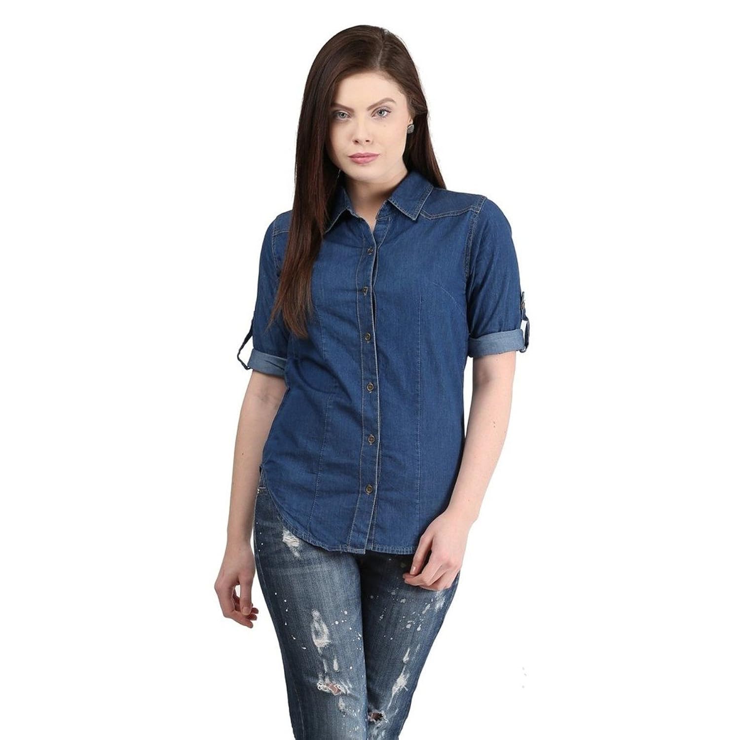 buynewtrend denim shirt for women/girls