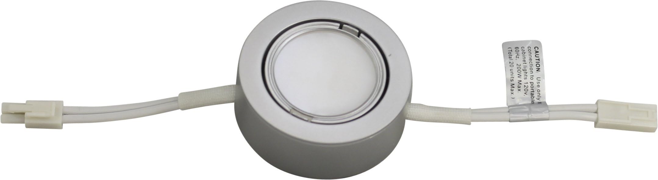 H. Bowes Professional Grade - 1 Silver Plastic Cover LED Puck Light – Warm White Light (3,000k) - Under Cabinet and Furniture - 120v/110v - Dimmable - Line-Voltage