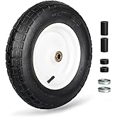GICOOL Wheelbarrow Rubber Tire, 14-inch Pneumatic Wheel, 3"-6" Centered Hub, 5/8" & 3/4" Ball Bearings, Replacement 4.80/4.00-8, 3.50/2.50-8, 4.00-6, 4.00-8 Wheelbarrow Wheels