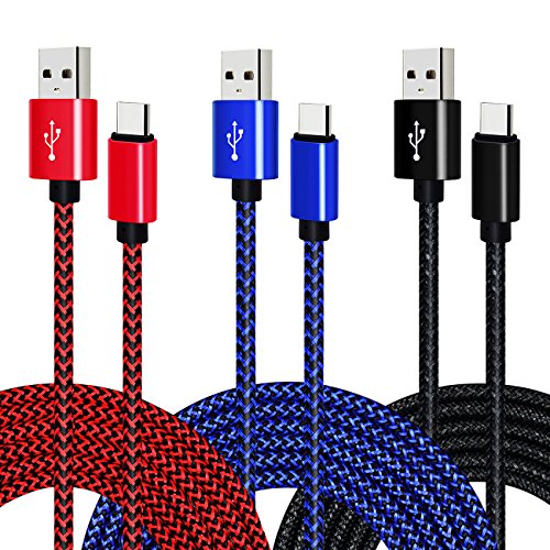 USB C Cable, CIKOO 3 Pack 10Ft Durable Braided Type C Fast Charging Data Cable for Galaxy Note 9 8 S10 S9 S8 Oneplus 5 6 6T Google Pixel 3 XL LG G7 G6 G5 V40 V35 Moto Huawei ZTE