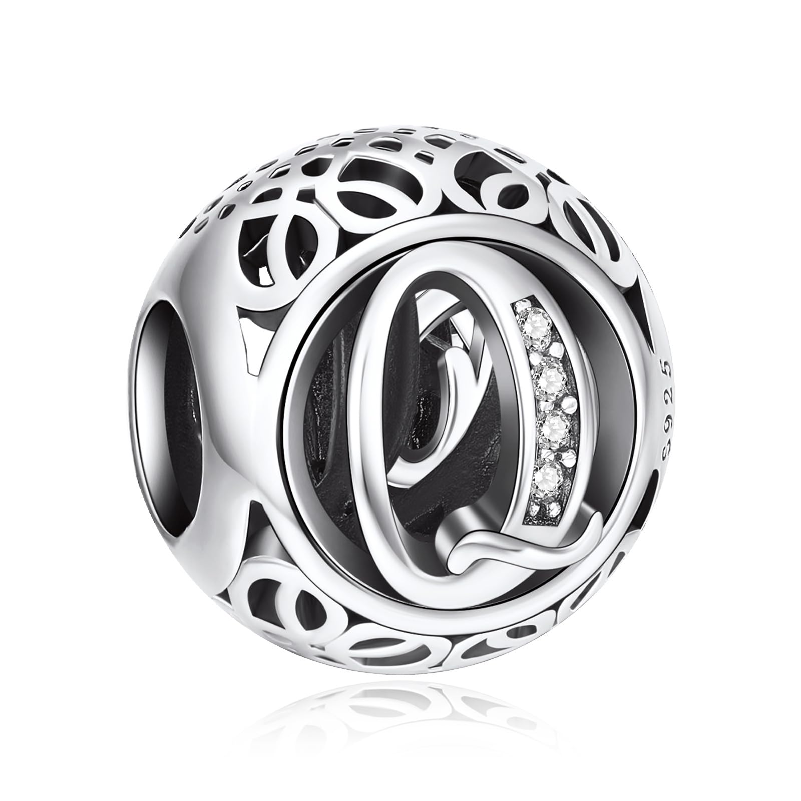NINGAN Letter Alphabet Charm 925 Sterling Silver Charms Fits European Bracelets Compatible (Q)