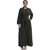 Women's Muslim Dress Two Pieces Set Islamic Prayer Abaya Modest Solid Color Muslim Outfits