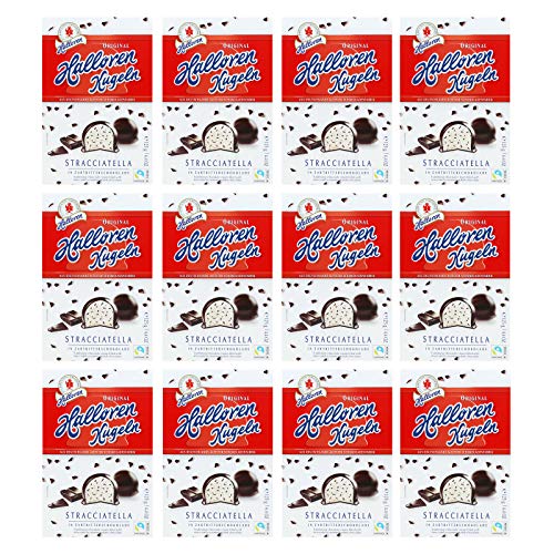 12er Pack Original Halloren Kugeln Stracciatella (12 x 125 g) Hallorenkugeln Halloren Schokolade