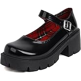 Caradise Womens Chunky Mary Jane Platform Shoes Patent Leather Uniform Dress Shoes