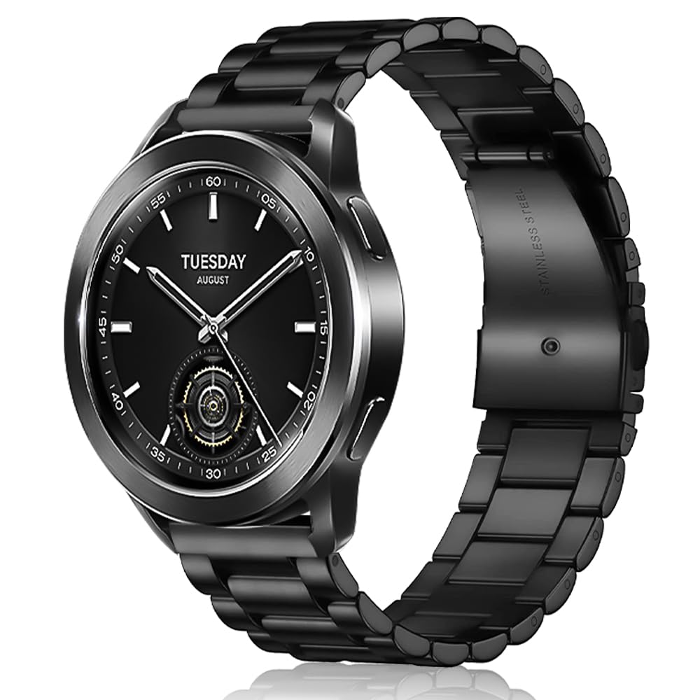 SeNool 22mm Strap for Xiaomi Watch S4 / S3 / S1 Pro / S1 Active / Watch2 Pro, Stainless Replacement Watch Bands for Xiaomi Redmi Watch 5 Active/Redmi Watch5 Lite - Black