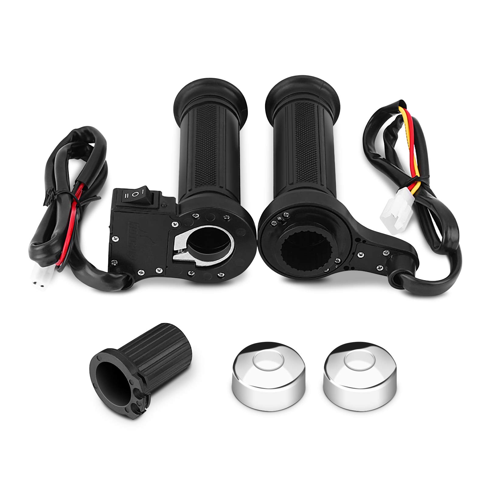 Universal Heated Motorbike Grips - 1 Pair 22mm(7/8") Electric Hot Grips, Black