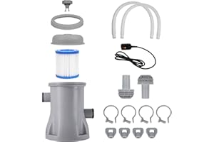CYXG Filter Pump for Above Ground Pools 330 GPH Pump Flow Rate Pool Filter for Inflatable Swimming Pool Pump Crystal Clear Filter Pump with 2 Filter Pump Cartridges