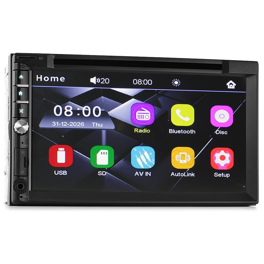 TUNEZ® 7" Car MP3 DVD Player Double DIN 2 Head Unit Stereo Radio In Dash CD 1080p MP4 (178 mm x 100 mm, Width x Height)