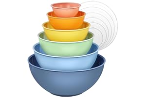 Greentainer Plastic Mixing Bowl Set with Lids for Kitchen, Nesting Storage Bowls for Baking, Prepping,Cooking and Serving Foo