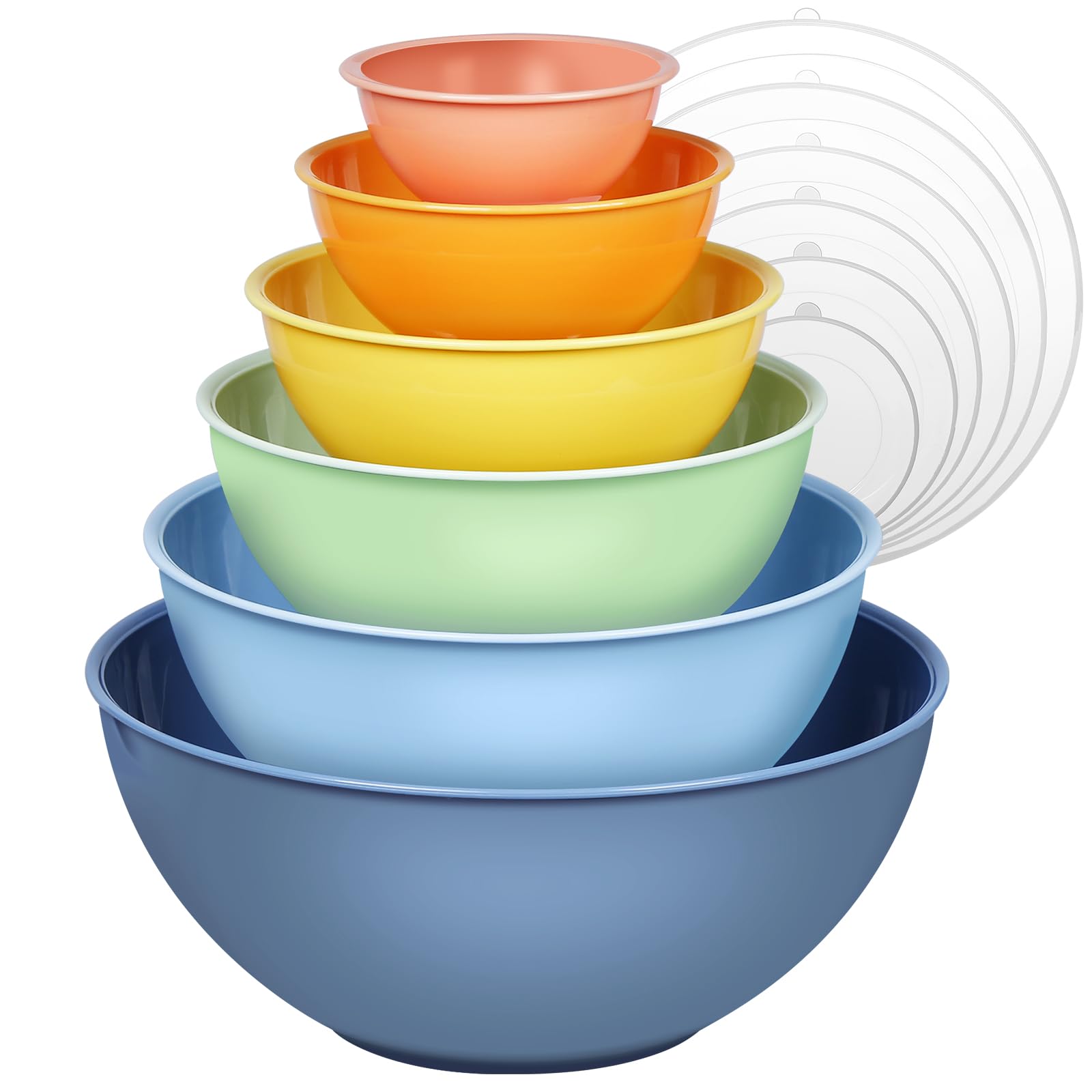 Photo 1 of 6-Piece Plastic Mixing Bowl Set with Lids for Kitchen, Nesting Storage Bowls for Baking, Prepping,Cooking and Serving Food, Dishwasher, Microwave Safe,Great for Mixing & Serving,Light blue