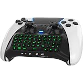 Ceozon Wireless Keyboard for Ps5 Egde Controller Mini Backlight Keypad Chatpad Message Built-in Speaker Audio Black, Not for Ps5 Controller (Black)