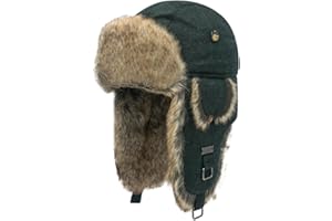 ALKAIDSTAR Fur Winter Trapper Hat,Wool Faux Fur Aviator Ski Trapper Trooper Pilot Snow Eskimo Hat with Ear Flaps for Men & Women
