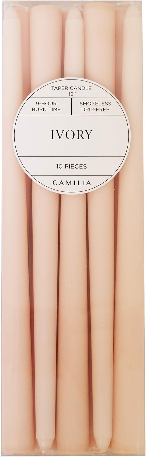 Camilia 12 INCH Taper Candles 10PCS/Pack (Ivory)
