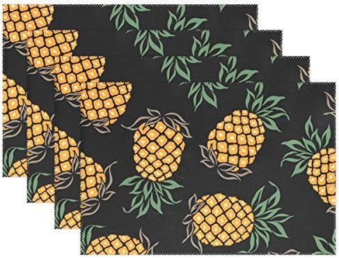 BAIHUISHOP Pineapple 12x18" Placemats Dining Table Mats for Home Kitchen Office,Set of 4