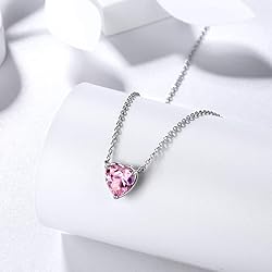 October Birthstone Necklace Tiny Hearts Love