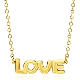BONJOULRY Dainty LOVE XOXO Word Bubble Letter Charm Necklace Gold Stack for Women, 18K Gold Plated Stainless Steel Chain Cute Pendant Personalized Necklaces Trendy Jewelry Valenstines Gifts