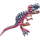 JIANLEKE 3D Printed Dinosaur Toy, Flexible 3D Printed Animals,Fully Articulated Tyrannosaurus Rex, Home Office Desk Decorative Gift, Adult Decompression Toy Rainbow Color Random (Dinosaur)