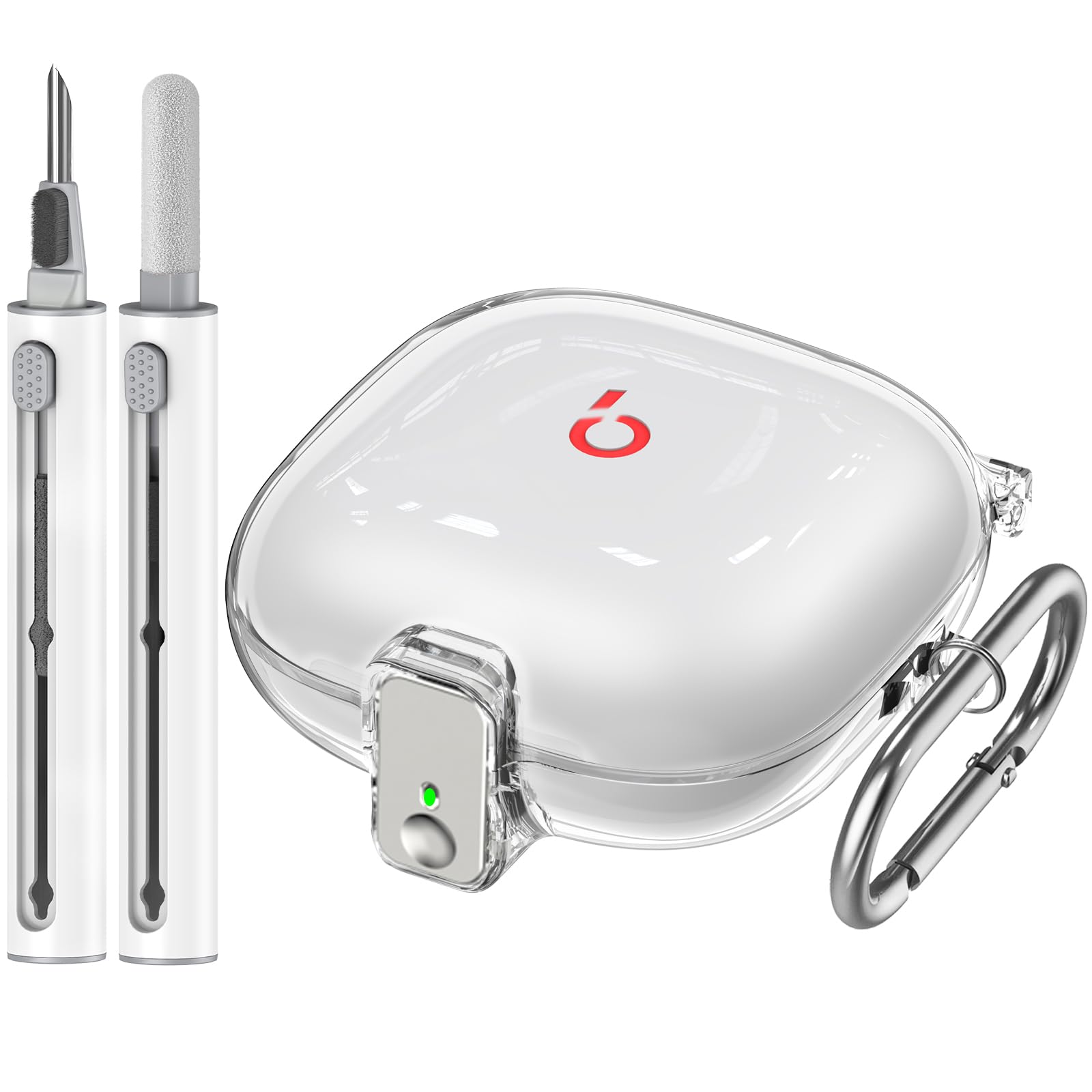 Photo 1 of ?with Safety Lock? for Beats Fit Pro Case Cover,Cleaner Kit for Beats Fit Pro,Accessories with Anti-Lost Keychain/Silicone Wrist Strap(Clear)