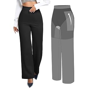 BRXL 2 in 1 Dress Pants for Women Work Slacks Tummy Control Shapewear | 27" 29" 31" inseams, wrinkle-free, work pants, office