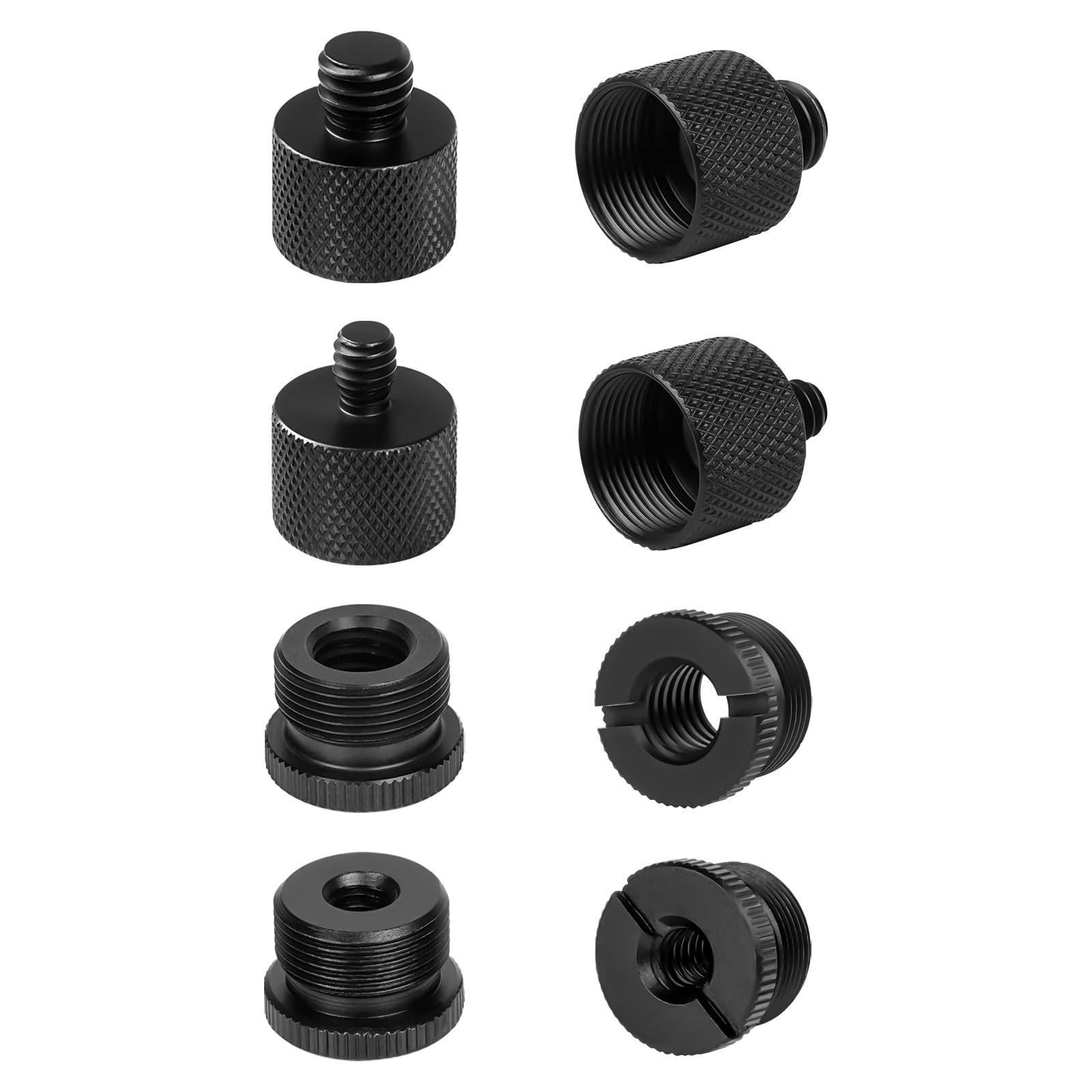 Geekria for Creators Microphone Screw Adapter 3/8 Male to 5/8 Female, 1/4 Male to 5/8 Female, 5/8 Male to 3/8 Female, 5/8 Male to 1/4 Female Mic Thread Adapters for Microphone (Black/8 Pack)