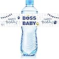 Ambishi 32 Pcs Boss Boy Water Bottle Labels, Boys 1st Birthday Party Decoration Stickers, Baby Shower/Gender Reveal Party Favors Water Bottle Decor Sign