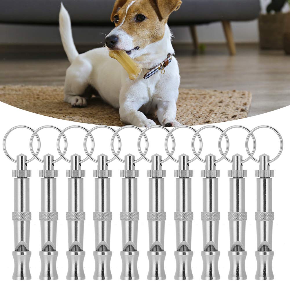 Cikonielf 10PCS Dog Training Whistle Professional Adjustable Pitch Stainless Steel Pet Whistle for Recall and Stop Training and Pet Behavior Control