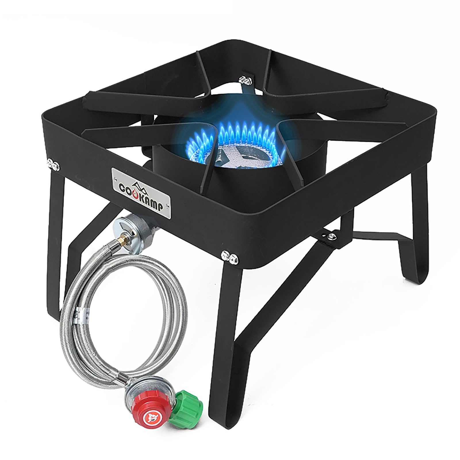 Photo 1 of COOKAMP High Pressure Gas Cooker Outdoor Propane Burner with 0-20 PSI Adjustable Regulator and Steel Braided Hose (STEEL) SA1100