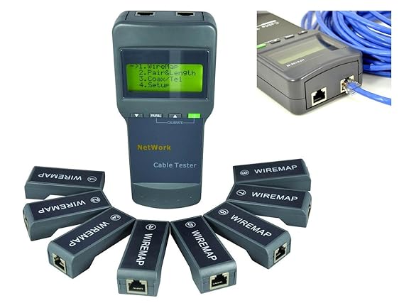 Kalea Informatique Netzwerktester RJ45, Anzeige des Kabelschemas auf großem LCD, Fehlerlokalisierung, mit 8 Satelliten