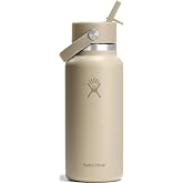 Hydro Flask Water Bottle - Insulated Stainless Steel - Wide Mouth Flex Straw Lid, Non Spill, Leakproof and Refillable in 32 Oz Tonal Oat