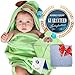 Adorable Soft Cotton Puppy Hooded Baby Towel [Green], Large Sized:30X30 Inch | Soft Washcloth | Designed Greeting Card | Parenting eBook | Thick and Absorbent | For Infants, Toddlers and Newborns