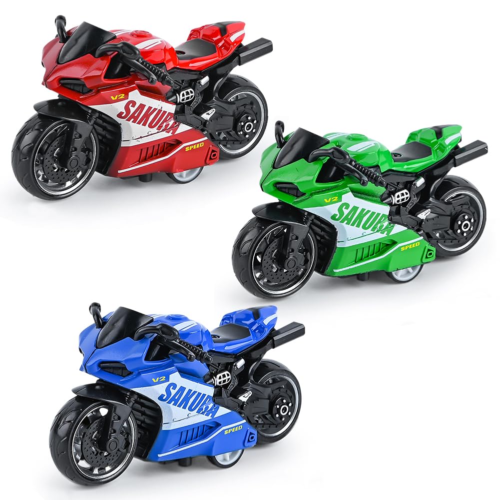 FCXVXCL Kid Motorbike Toys,3pcs Pull Back Toy Cars Toy Motorcycles for Kids,Alloy Motorcycle ModelRetro Motorcycles Toy for Boys Kids Age 3-8 Year Old