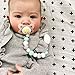 DK Leigh Silicone Pacifier Clip and Teether (2-in-1) Includes Baby Drool Bib | Home & Travel Babies Teething Set for Boys and Girls | Universal Loop Holder Fits Standard Pacifiers