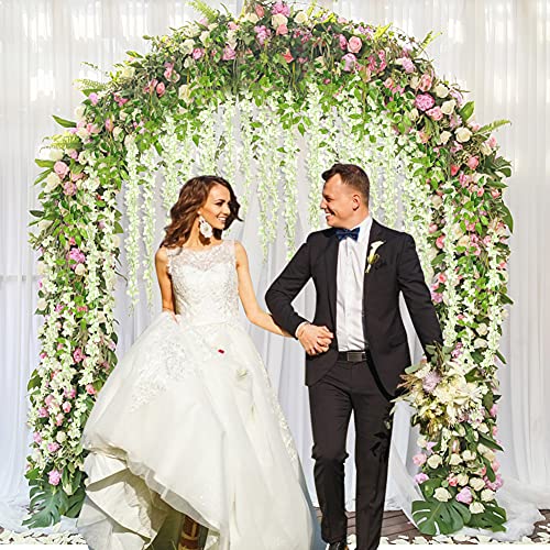 BigOtters Artificial Wisteria Flower, 10Pcs White Fake Wisteria Flower Vine with Floral Wire Artificial Silk Wisteria Flower Hanging Wedding Decor Garlands for Home Decor Wedding Arch Backdrop Decor