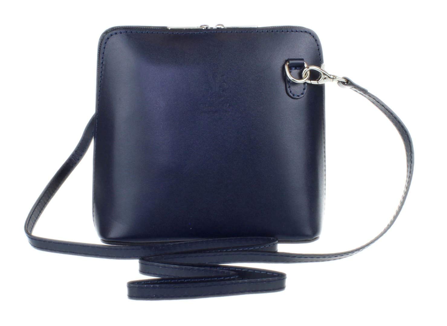 Girly Handbags Womens Genuine Leather Rigid Cross Body Shoulder Bag Real Italian - Navy