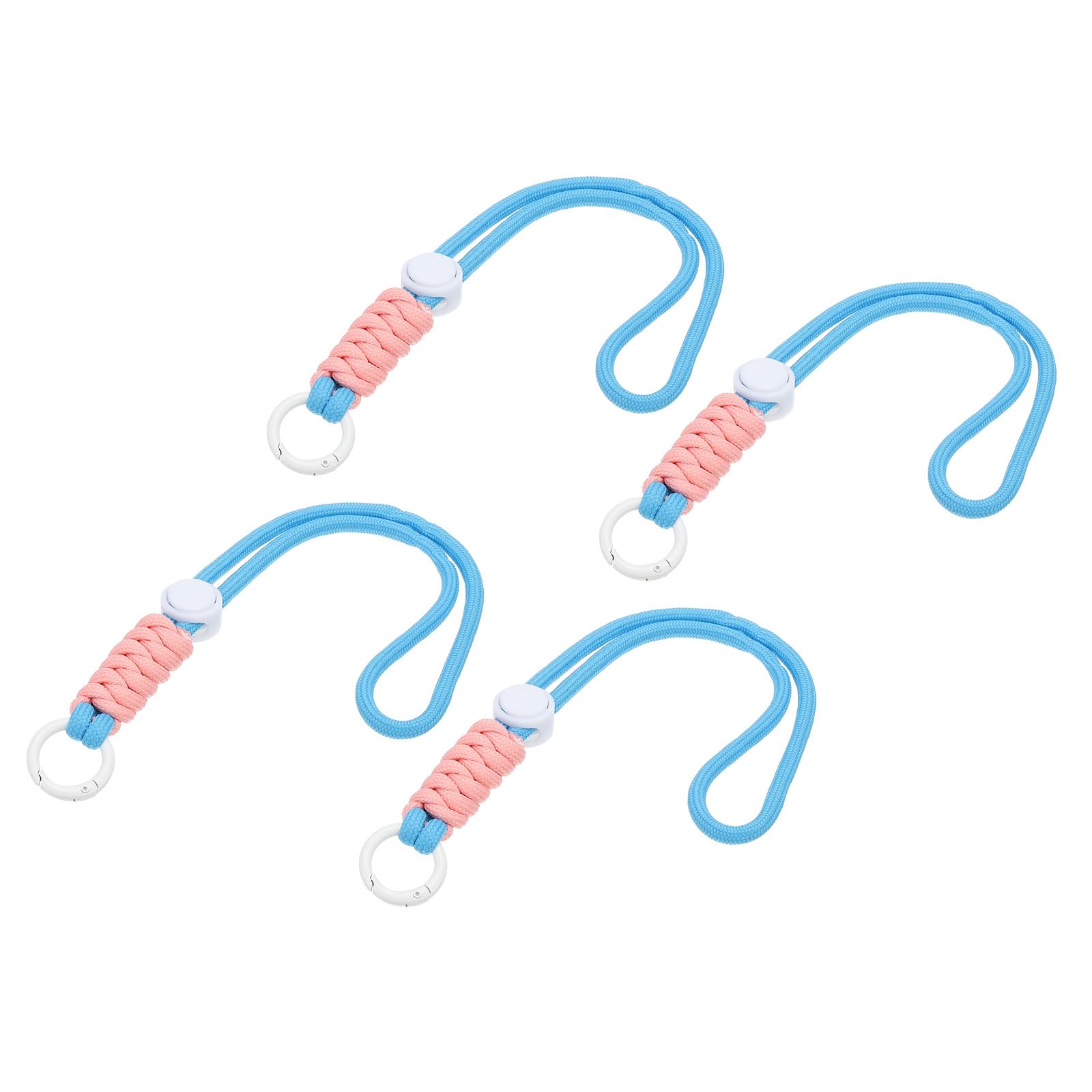 PATIKIL Paracord Lanyard Keychain, 4Pcs Cell Phone Keychain Rope Wrist Lanyards Braided Strap with Spring Ring for Hanging Key, Light Purple, Light Pink, White