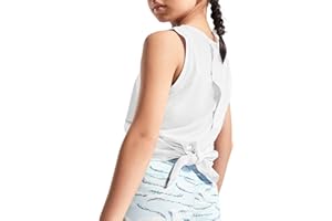 Haloumoning Girls Athletic Tank Tops Open Tie Back Sleeveless Workout Running Tennis Sports Shirts 5-14Years