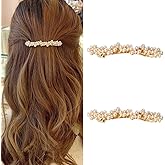 Pearl Hair Clips Barrettes for Women Elegant French Barrettes for Thin Thick Hair Small Gold Barrette Clips Hair Pins Hairpins Decorative Pearl Wedding Bridal Hair Clip for Women 2 PCS
