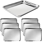 Yiksonyo 8 PCS 12 Inch Stainless Steel Baking Sheet Pan, 12x9.45x1 Inch Stainless Steel Cookie Trays, Toaster Oven Pan for Baking & Roasting