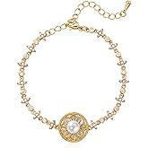 IDOKAWA Freshwater Pearl Bracelet for Women Gold Plated Dainty Star Charm Bracelet with Zircon, 6-7mm Natural Pearl Chain, Elegant Jewelry Gift for Her