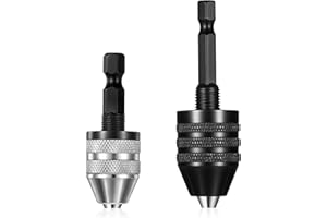 PSYQTSUARY 2 PCS Keyless Drill Chuck for Impact Driver, 1/4 Inch Hex Shank Drill Chuck Fast Change Converter Extension Drills Bit Adapter Keyless Chucks, Chucks Conversion Adapter in 0.3-6.5mm, 0.3-3.6mm