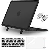 MOSISO Compatible with MacBook Pro 14 inch Case 2026-2021 M5 M4 M3 M2 M1 A3434 A3112 A3185 A3401 A2918 A2992 A2779 A2442, Heavy Duty Hard Case with Stand&Keyboard Skin&Screen Film&Type C, Black