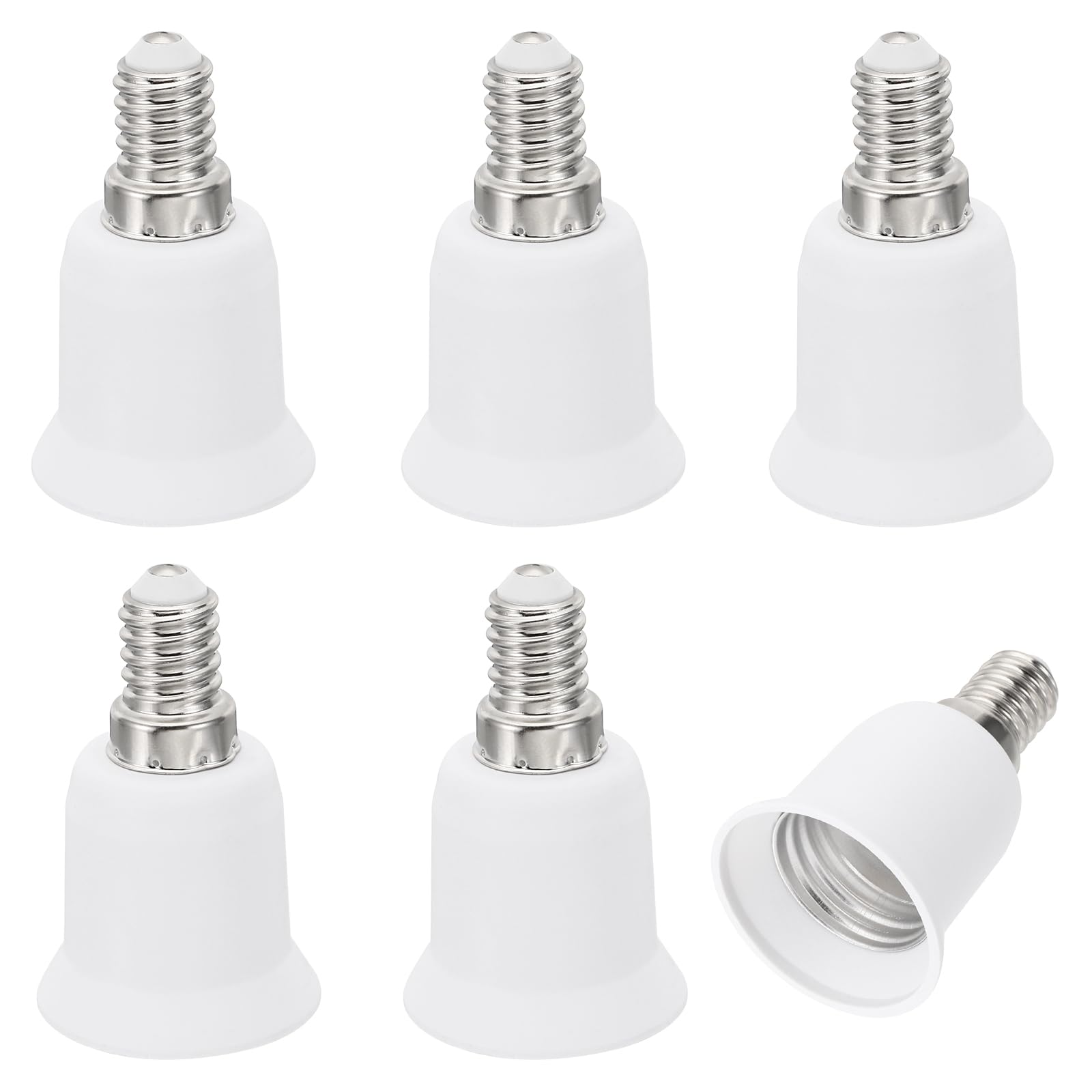 PATIKIL E14 to E26/E27 Light Socket Adapter, 6pcs Lamp Holder Convert Screw Base Converter for Halogen CFL Light Bulb, White