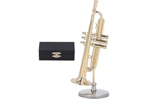 Miniature Trumpet Model,Brass Miniature Instrument with Stand and Case,Mini Musical Instrument Mini Trumpet Miniature for Des