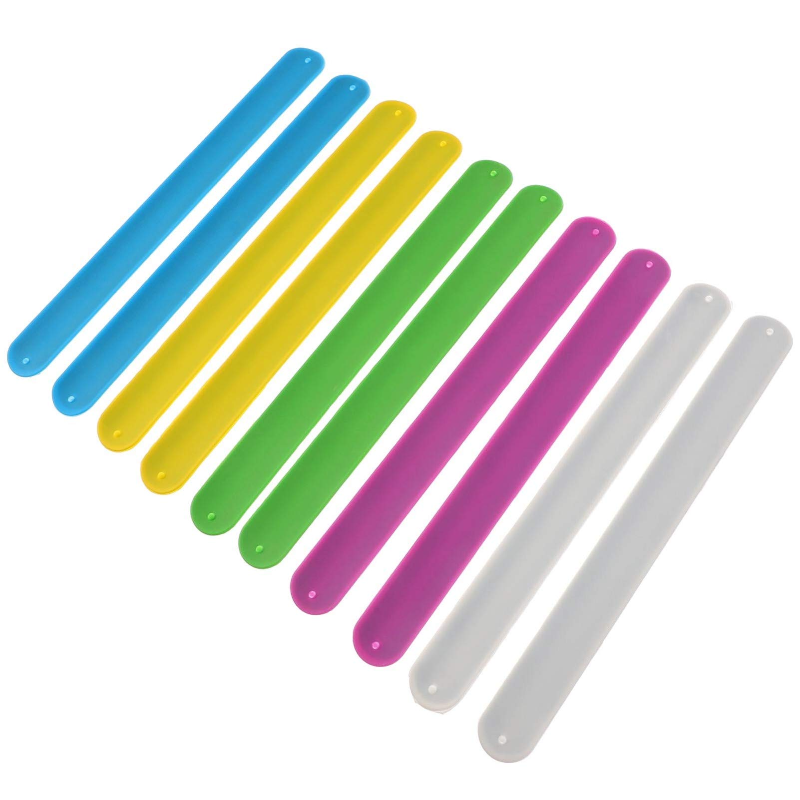 NUOBESTY 10pcs Silicone Slap Bracelets Rainbow Rubbber Slap Wrist Band Blank DIY Painting Craft Slap Wristband for Boys Girls School Party Favors