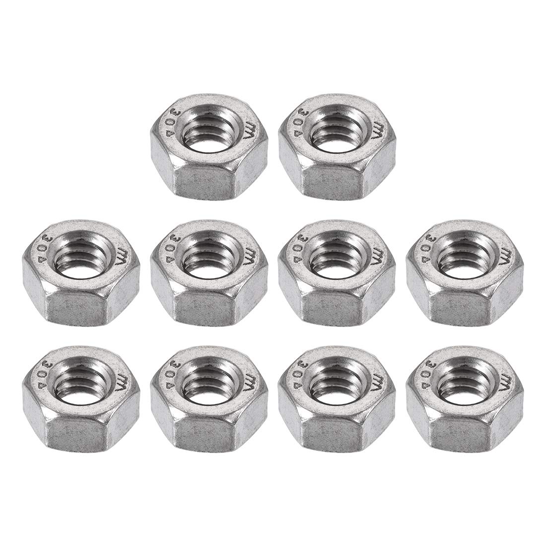 Sourcingmap Hex Nuts, 1/4-20 UNC 304 Stainless Steel Thread Hexagon Nut 10pcs