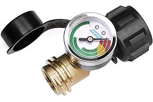 DOZYANT Propane Tank Gauge Level Indicator Leak Detector Gas Pressure Meter Color Coded Universal for Cylinder, BBQ Gas Grill, RV Camper, Heater and More Appliances - Type 1 Connection